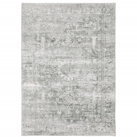 8' X 10' Sage Green Oriental Non Skid Area Rug