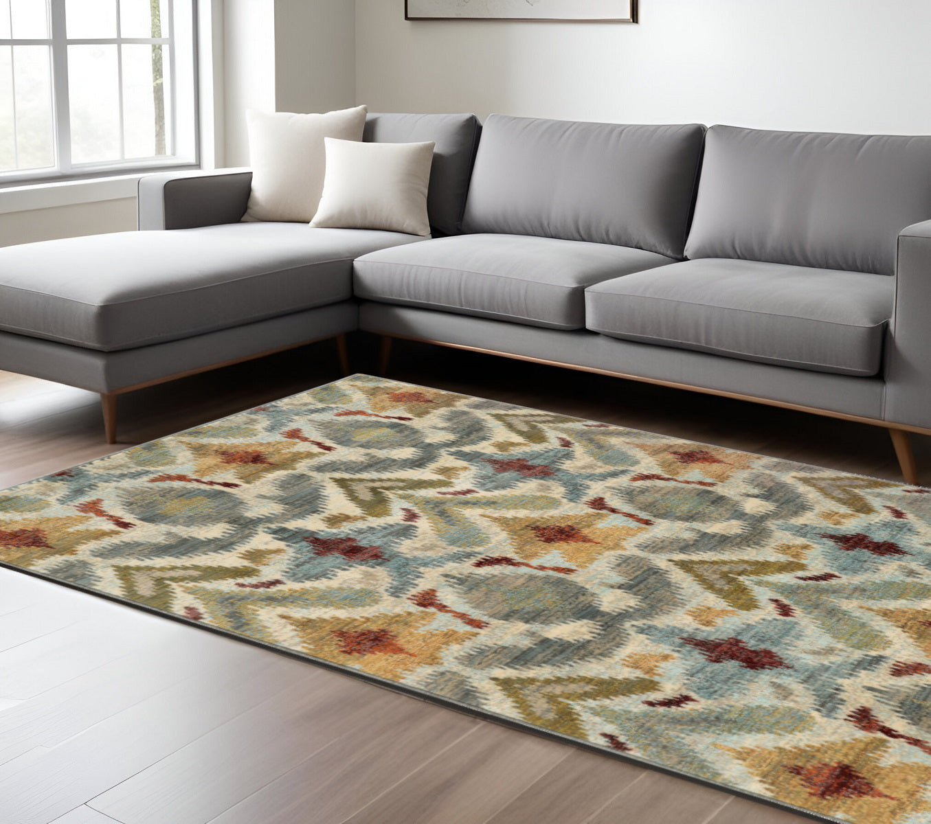 8' X 11' Gray and Ivory Abstract Power Loom Area Rug