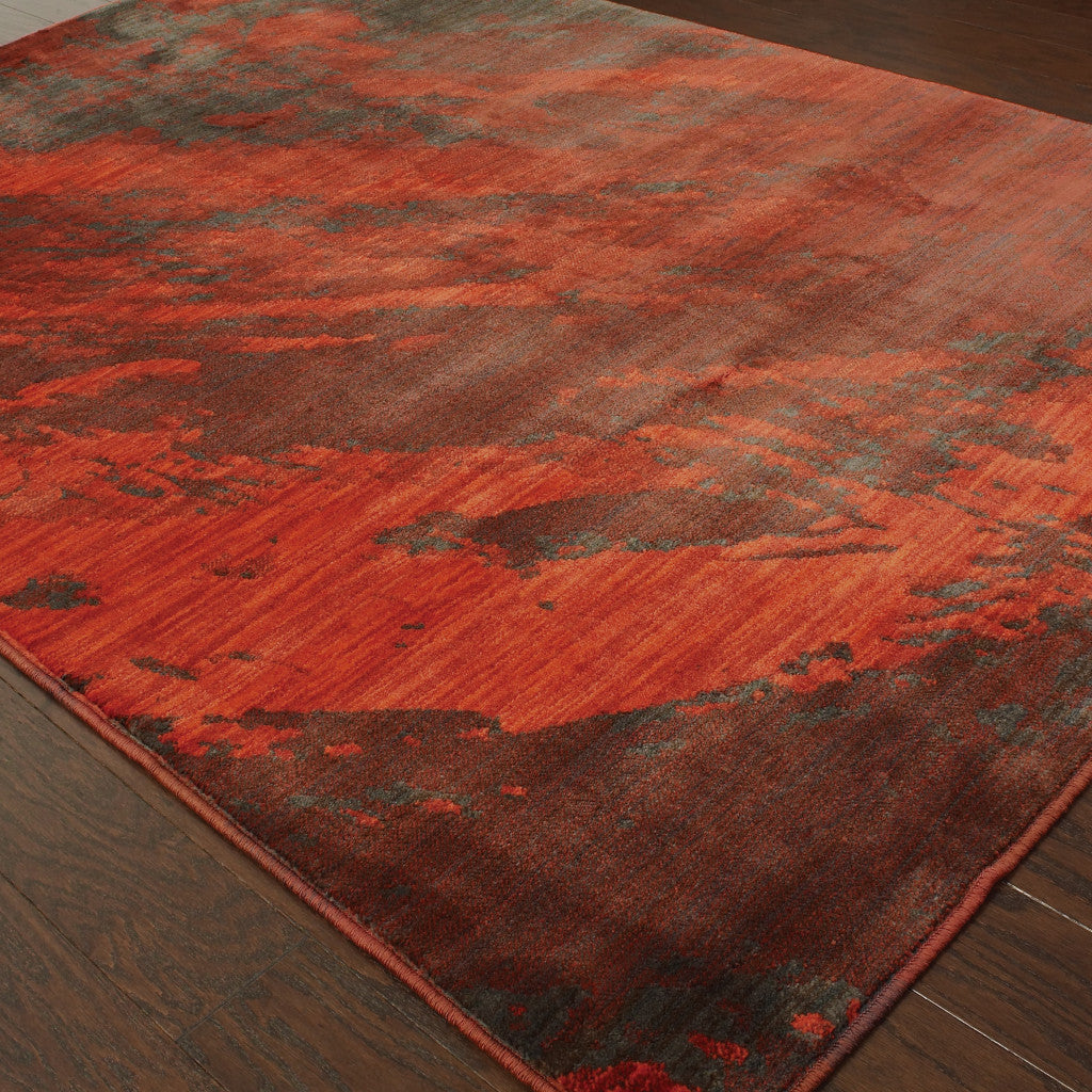 2' X 3' Red And Grey Abstract Power Loom Stain Resistant Area Rug