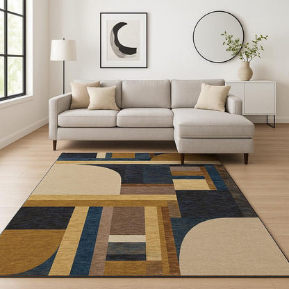 7' X 10' Blue and Beige Geometric Power Loom Area Rug