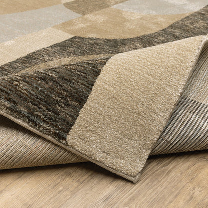 8' Green And Ivory Geometric Runner Rug