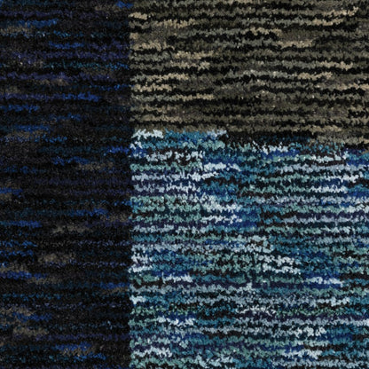 8' Blue And Ivory Geometric Runner Rug