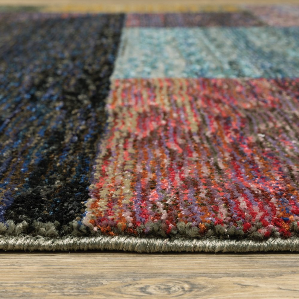 8' Purple And Red Geometric Runner Rug