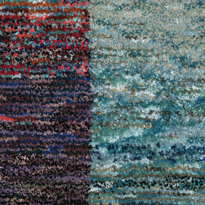 8' Purple And Red Geometric Runner Rug