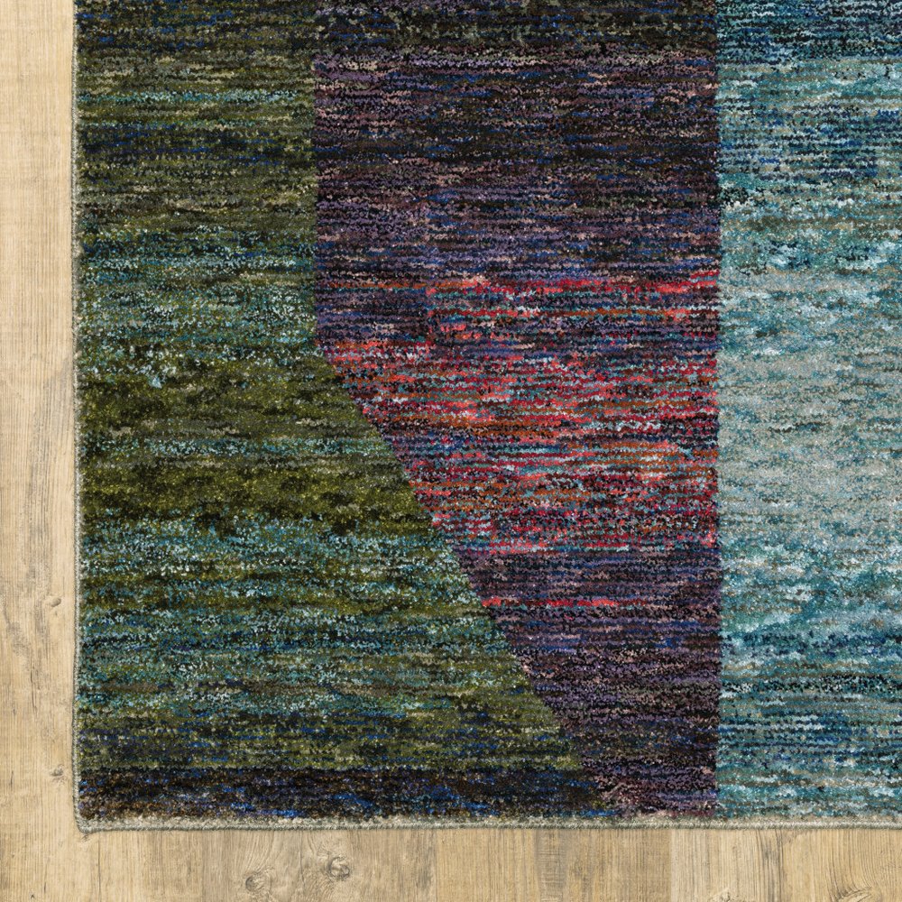 8' Purple And Red Geometric Runner Rug