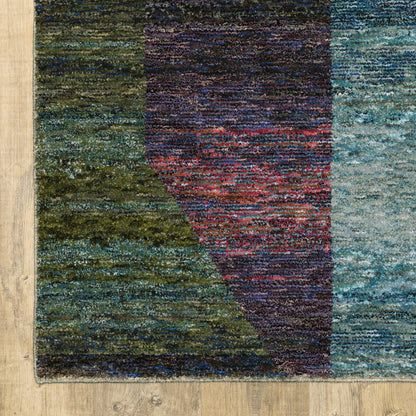 8' Purple And Red Geometric Runner Rug