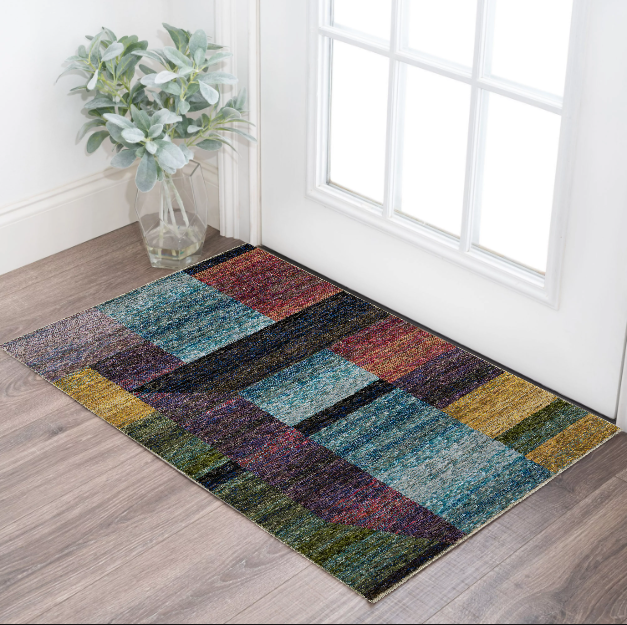 3' X 5' Purple and Red Geometric Power Loom Area Rug