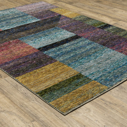 9' X 12' Purple and Red Geometric Power Loom Area Rug