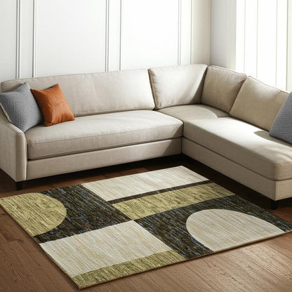 10' X 13' Blue and Beige Geometric Power Loom Area Rug