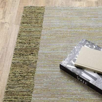 8' Blue And Beige Geometric Runner Rug