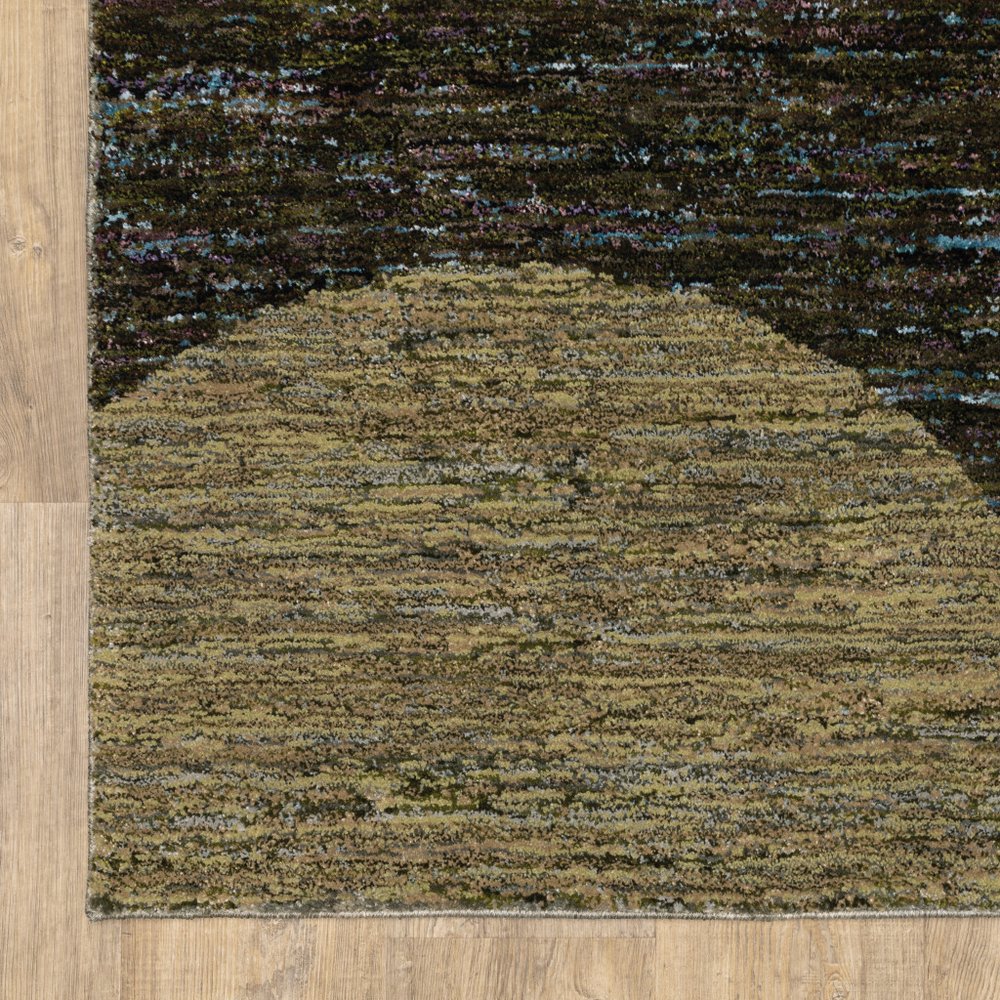 8' Blue And Beige Geometric Runner Rug