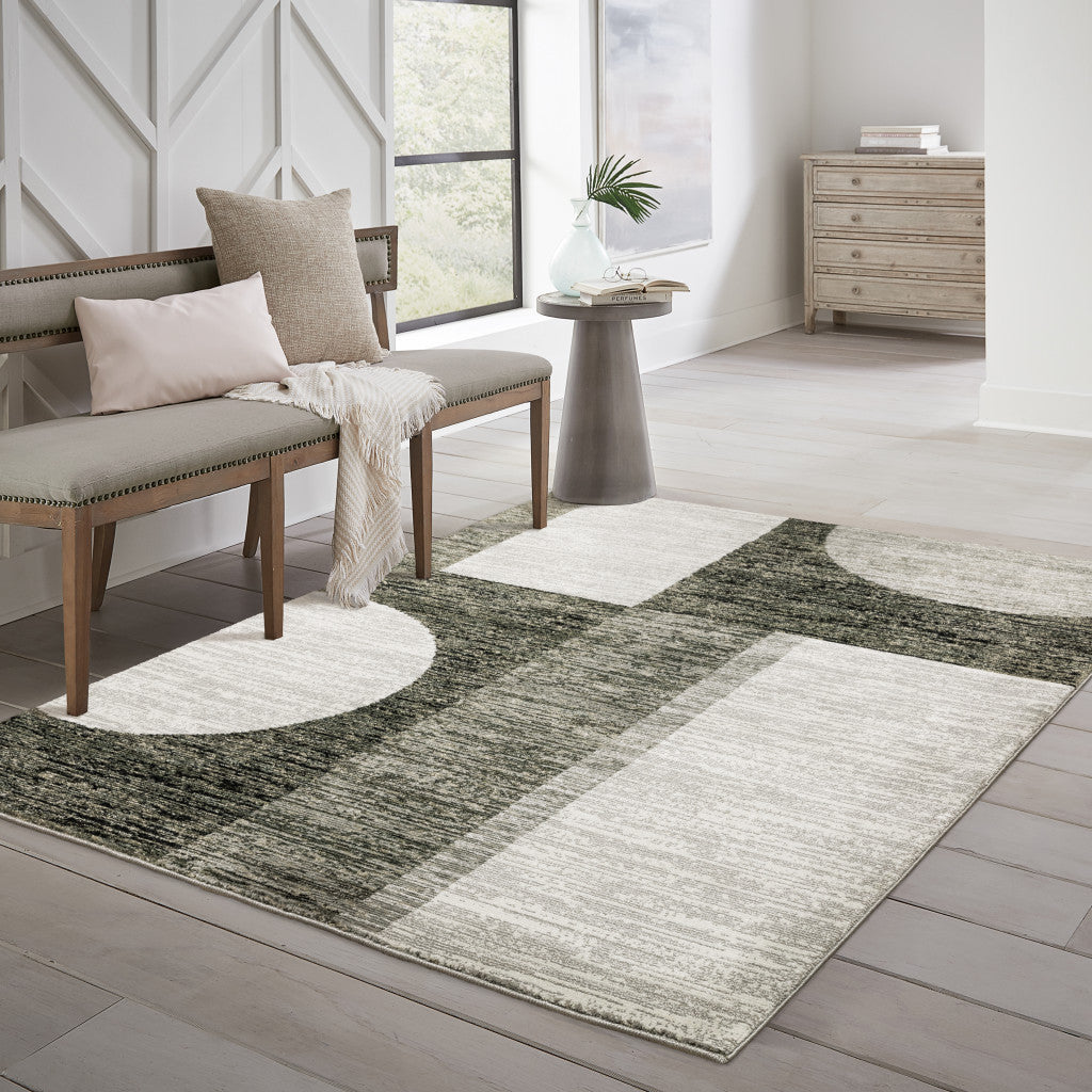 10' x 13' Gray and Ivory Geometric Power Loom Area Rug