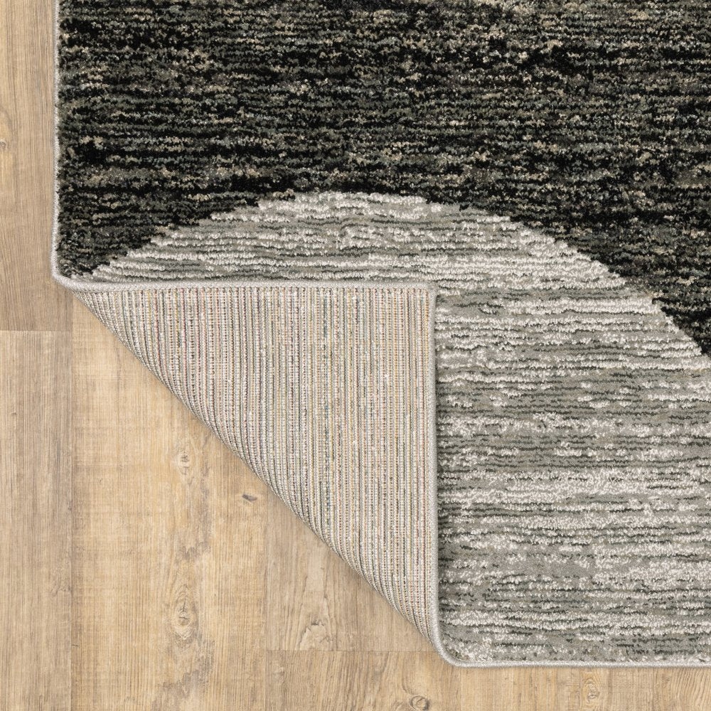 8' Gray And Ivory Geometric Runner Rug