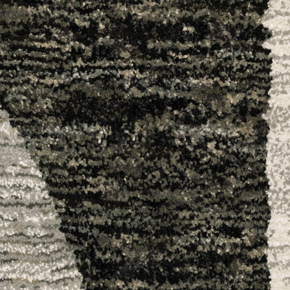 8' Gray And Ivory Geometric Runner Rug