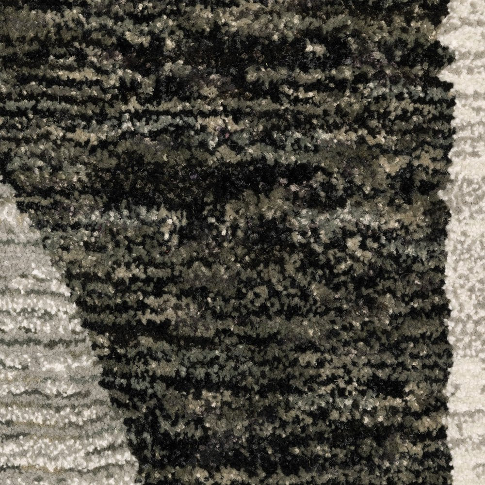 8' Gray And Ivory Geometric Runner Rug