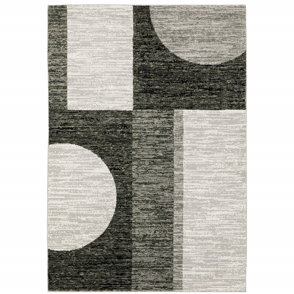 5' x 7' Gray and Ivory Geometric Power Loom Area Rug