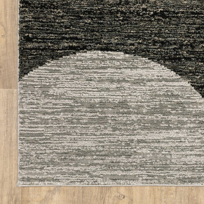 5' X 7' Gray and Ivory Geometric Power Loom Area Rug