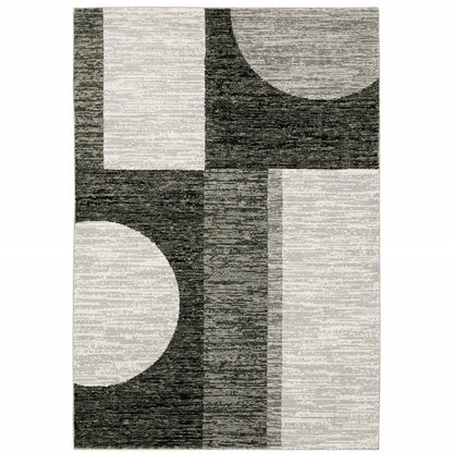 7' X 10' Gray and Ivory Geometric Power Loom Area Rug