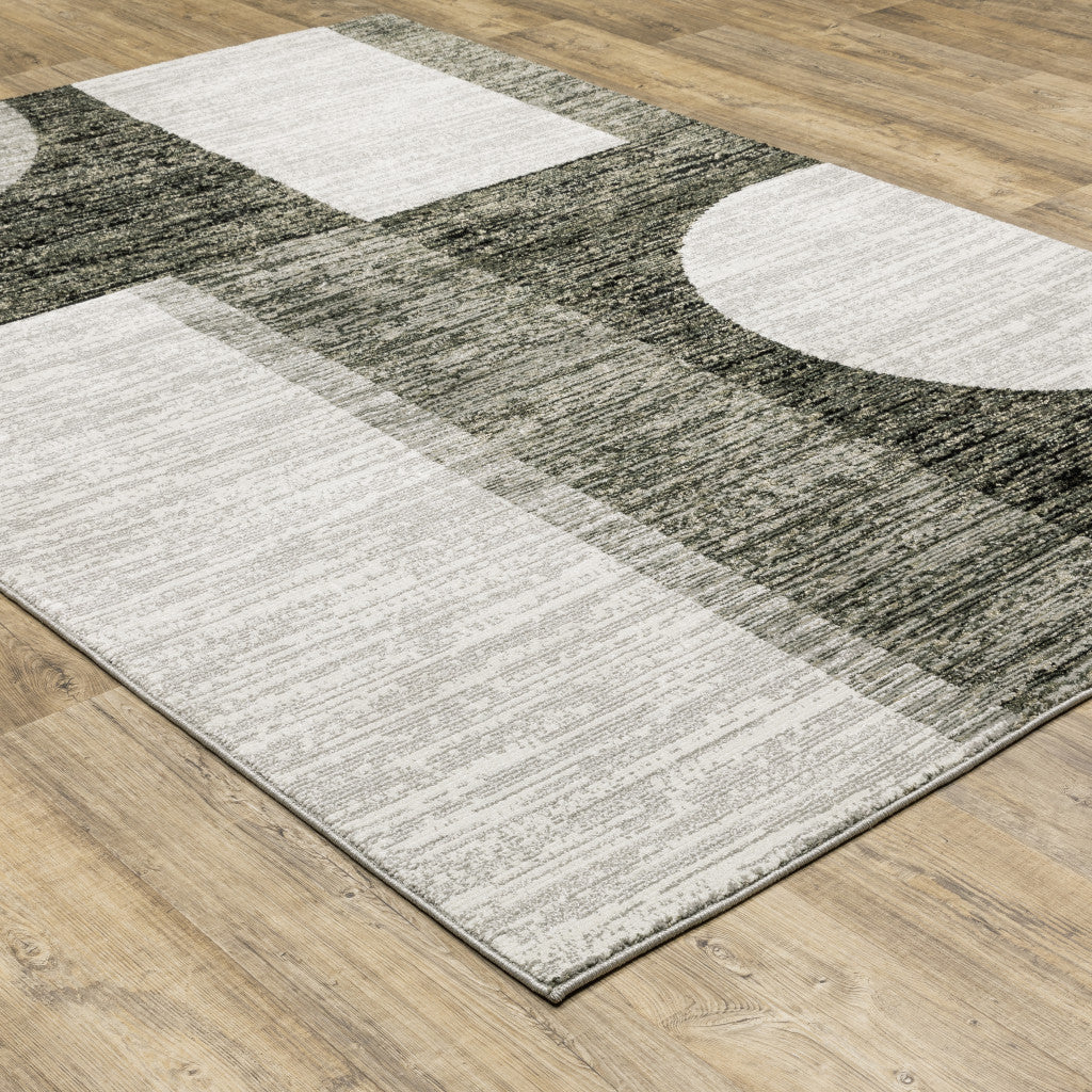 8' X 11' Gray and Ivory Geometric Power Loom Area Rug