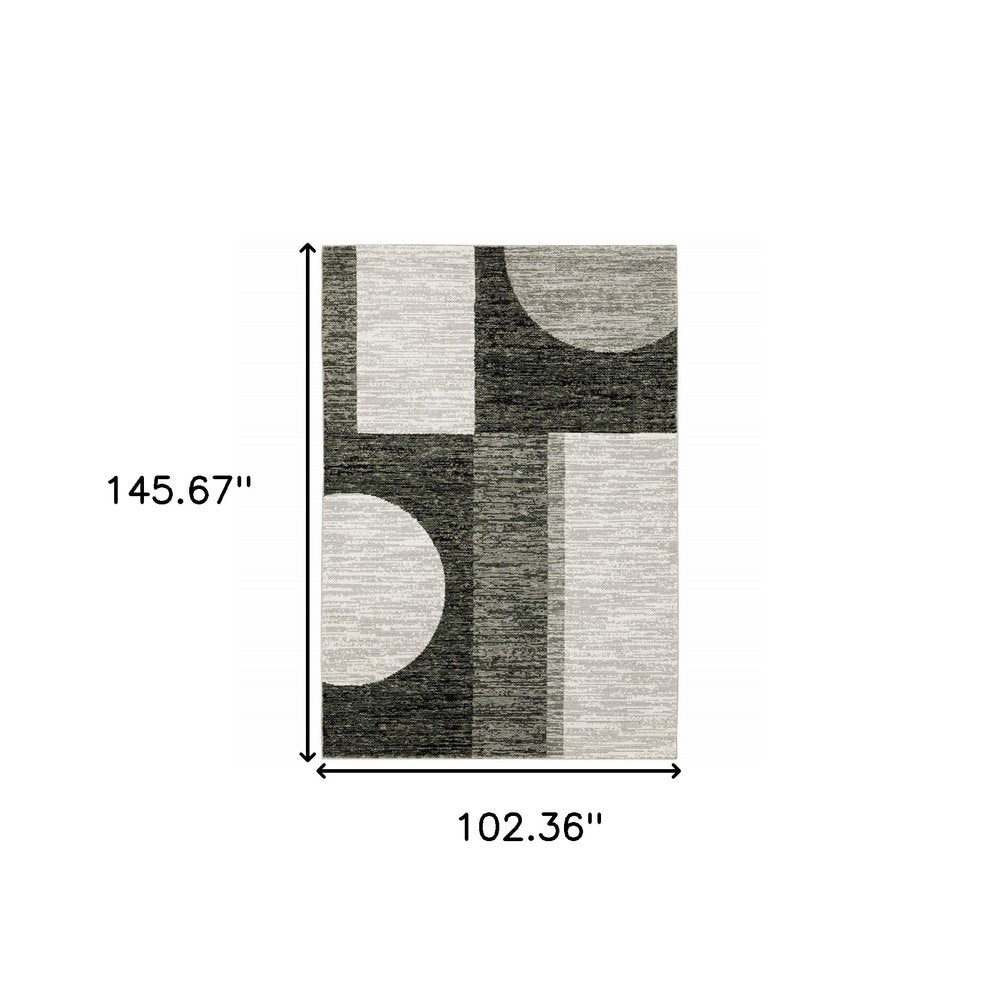 9' X 12' Gray and Ivory Geometric Power Loom Area Rug