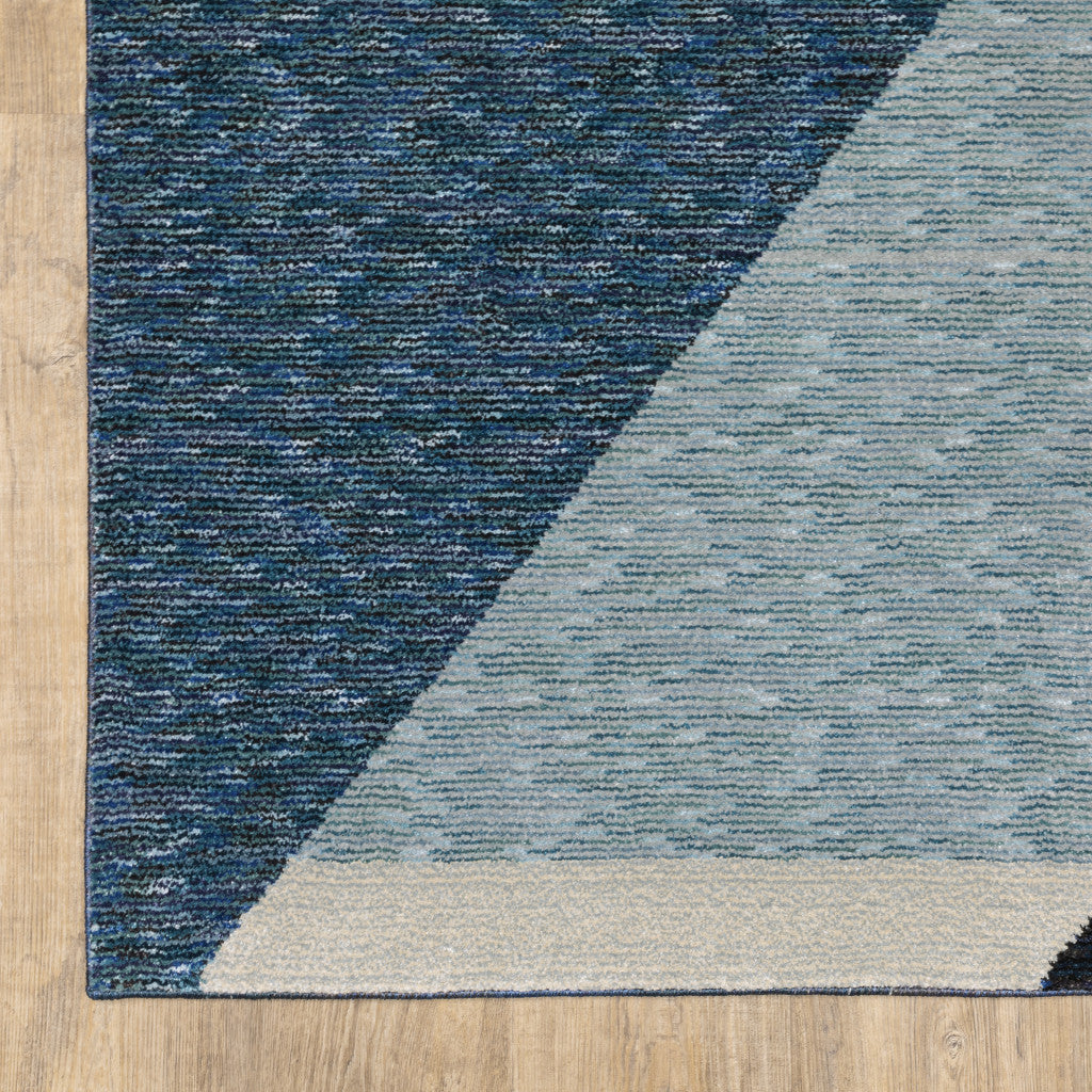 10' X 13' Blue Purple Grey and Teal Geometric Power Loom Area Rug