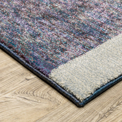 8' Blue Purple And Gray Geometric Runner Rug