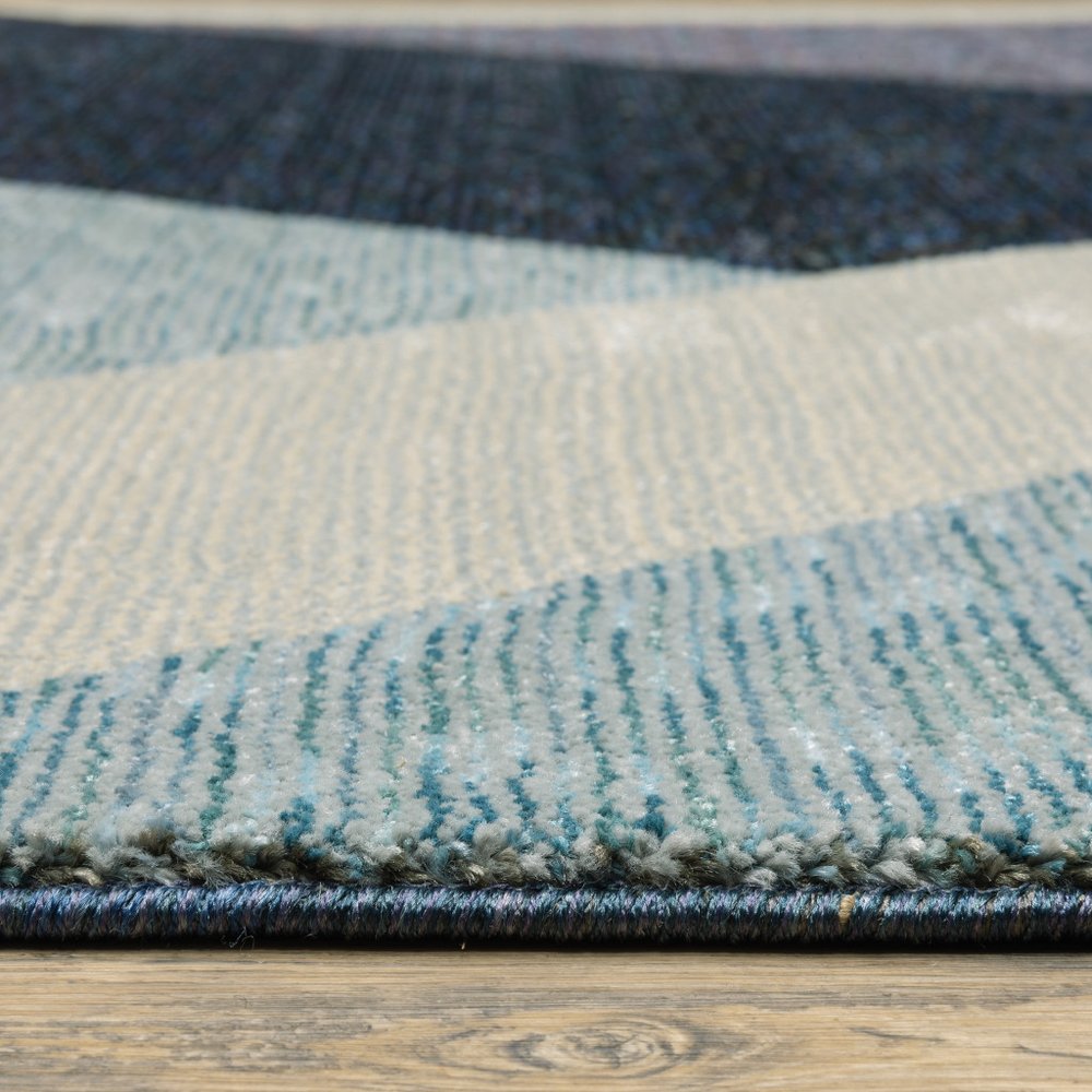 8' Blue Purple And Gray Geometric Runner Rug