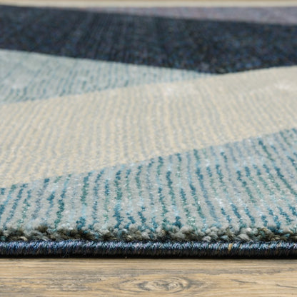 8' Blue Purple And Gray Geometric Runner Rug