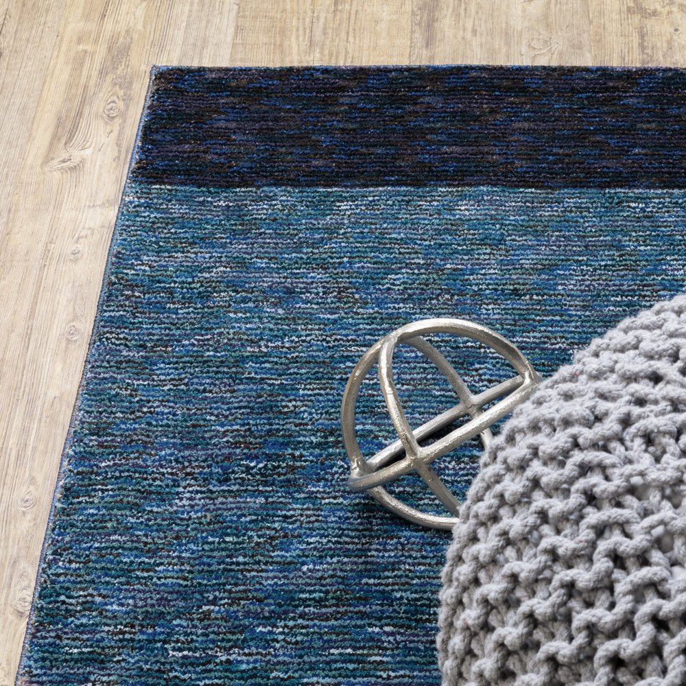 8' Blue Purple And Gray Geometric Runner Rug