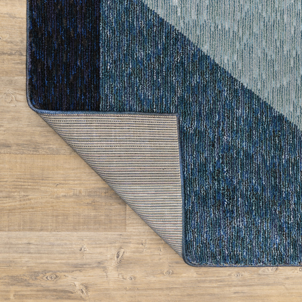 8' Runner Blue Purple Grey and Teal Geometric Power Loom Runner Rug