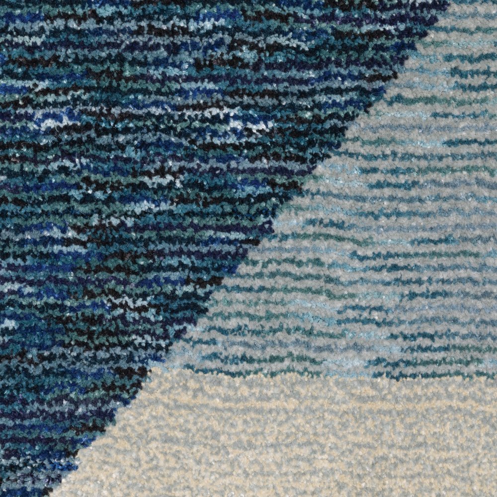8' Blue Purple And Gray Geometric Runner Rug