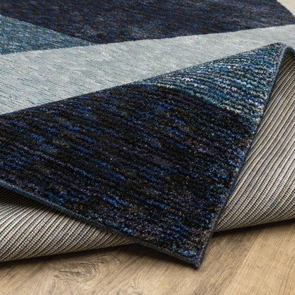 8' Blue Purple And Gray Geometric Runner Rug