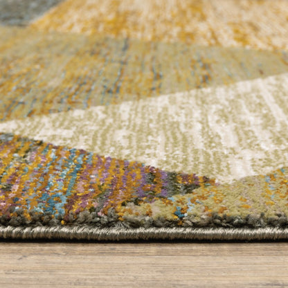 8' x 11' Blue and Beige Geometric Power Loom Area Rug
