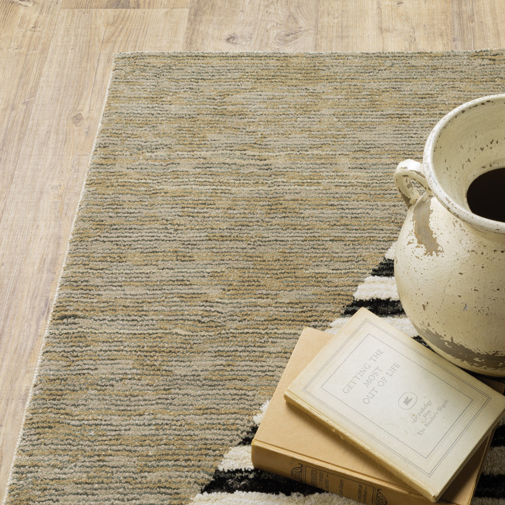 5' x 7' Blue and Beige Geometric Power Loom Area Rug