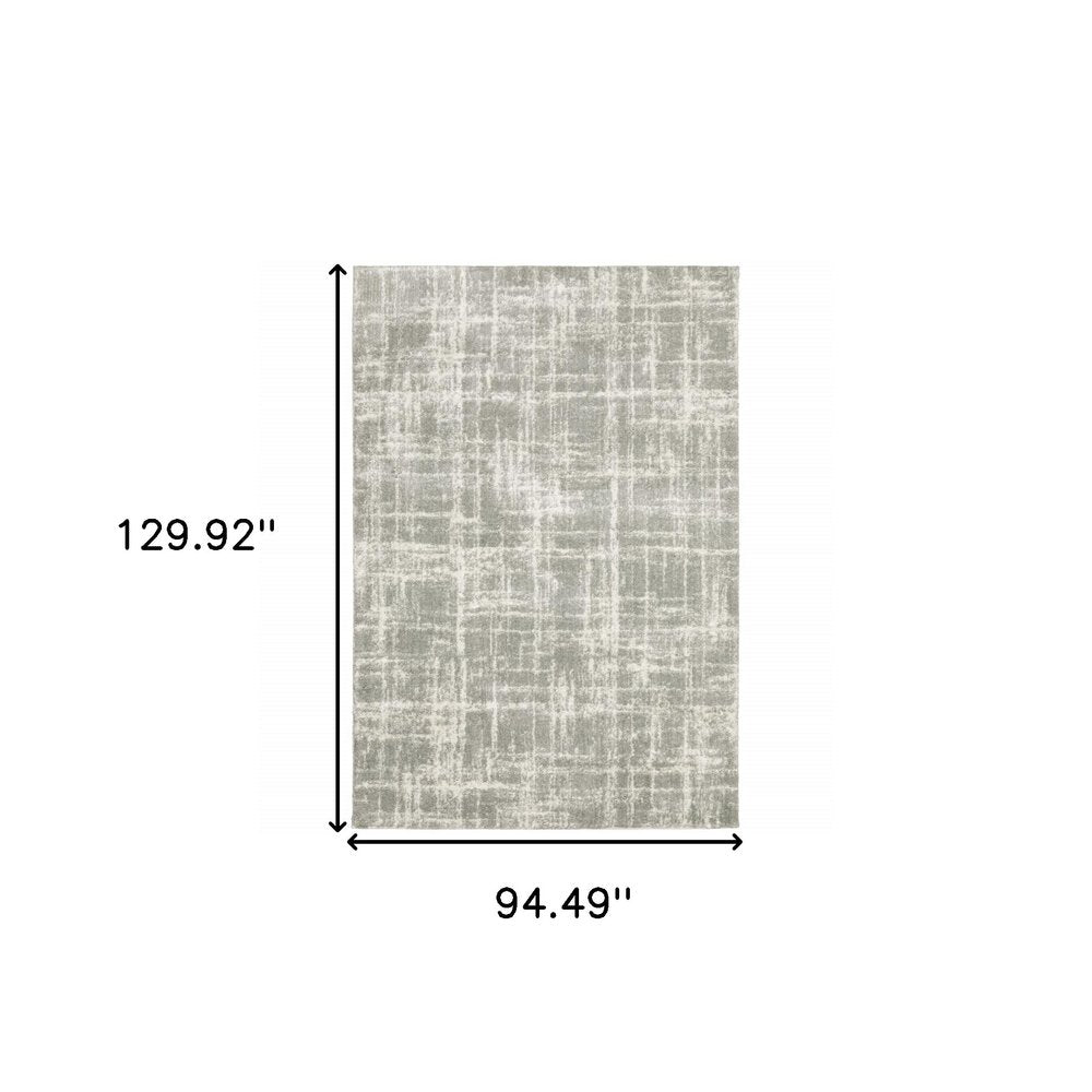 8' X 11' Gray and Ivory Abstract Shag Power Loom Area Rug