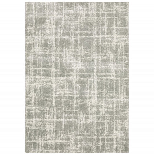8' X 11' Gray and Ivory Abstract Shag Power Loom Area Rug
