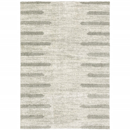 8' X 11' Gray and Ivory Geometric Shag Power Loom Area Rug