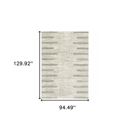 8' X 11' Gray and Ivory Geometric Shag Power Loom Area Rug