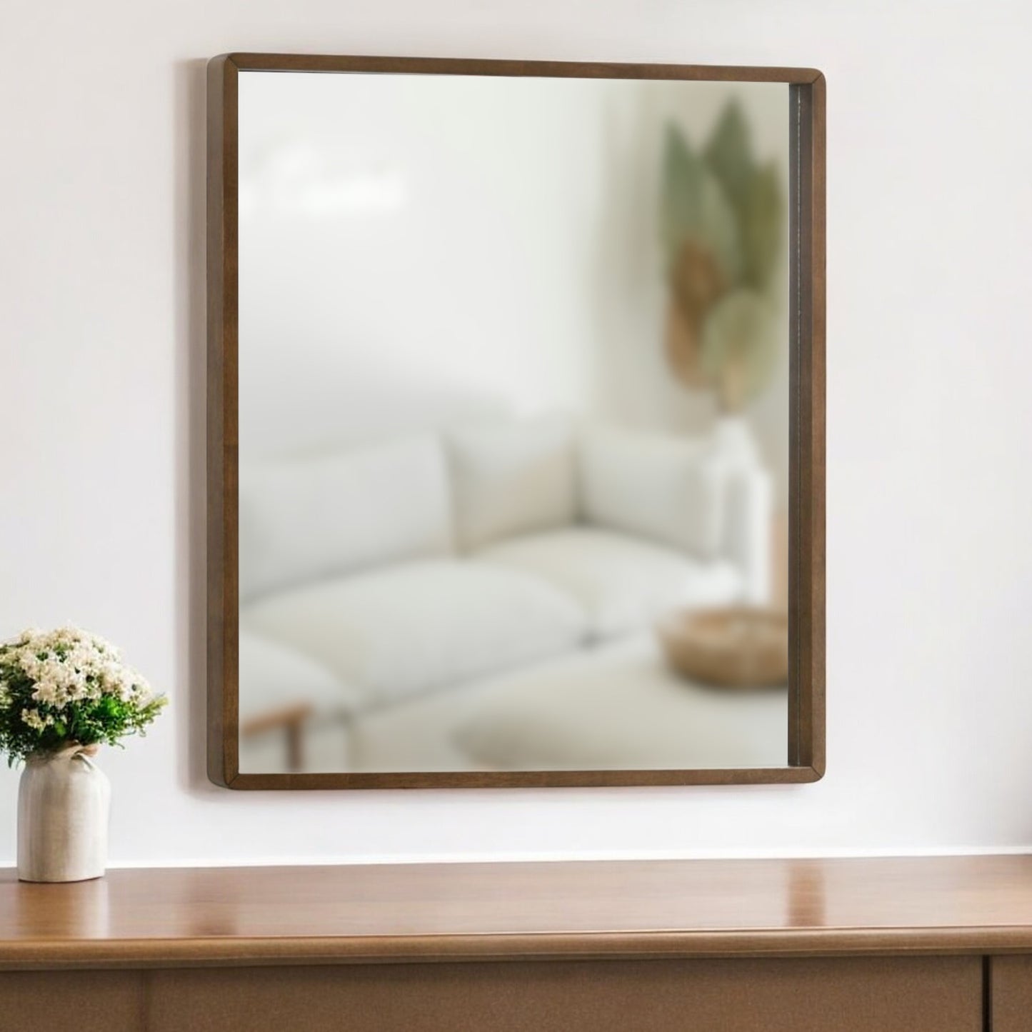 40" Brown Wood Framed Accent Mirror