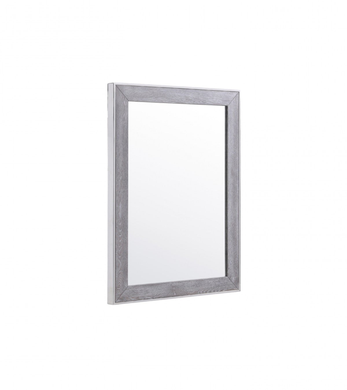 40" Gray and Silver Wood and Metal Framed Accent Mirror