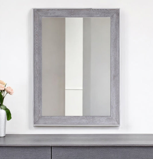 40" Gray and Silver Wood and Metal Framed Accent Mirror