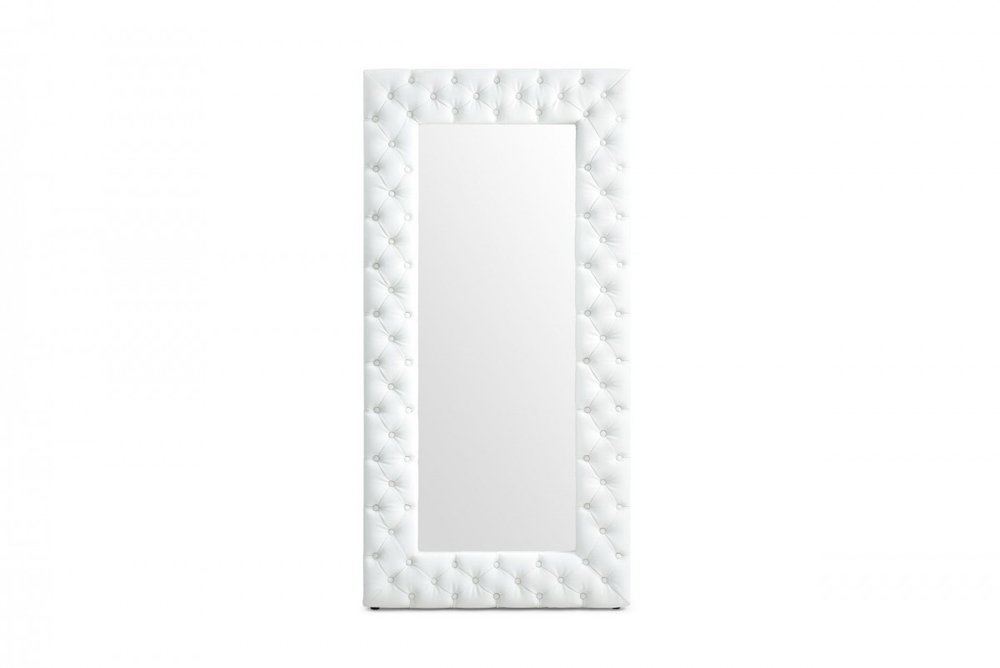 80" White Faux Leather Framed Leaning Accent Mirror