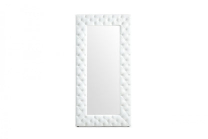 80" White Faux Leather Framed Leaning Accent Mirror