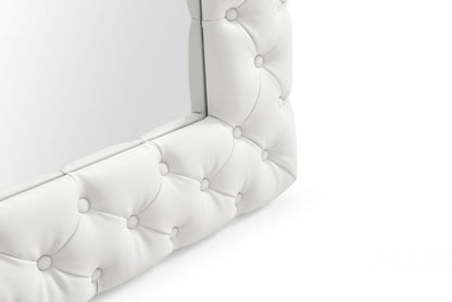 80" White Faux Leather Framed Leaning Accent Mirror