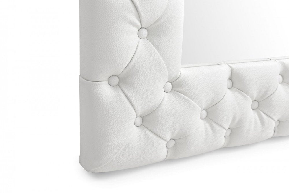 80" White Faux Leather Framed Leaning Accent Mirror