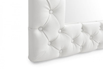 80" White Faux Leather Framed Leaning Accent Mirror