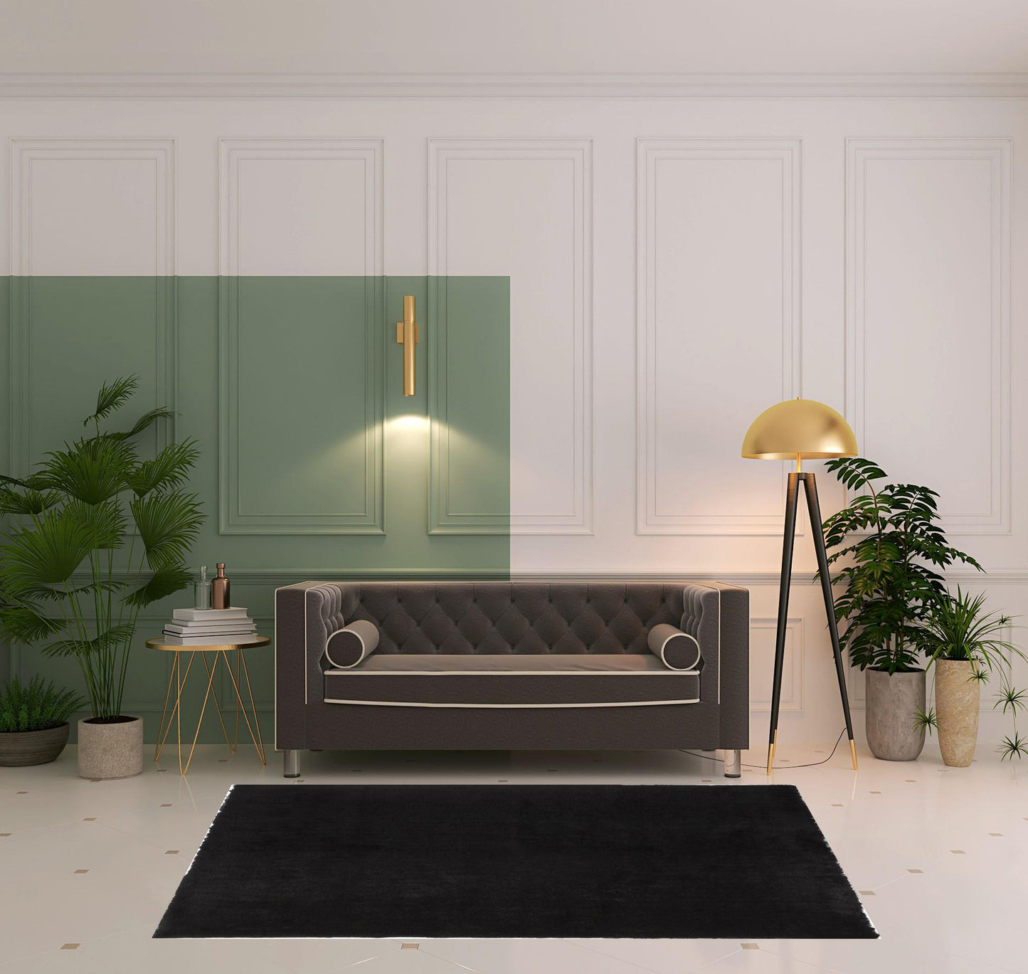 2' X 3' Black Shag Tufted Handmade Area Rug