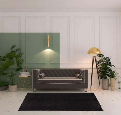 2' X 3' Black Shag Tufted Handmade Area Rug