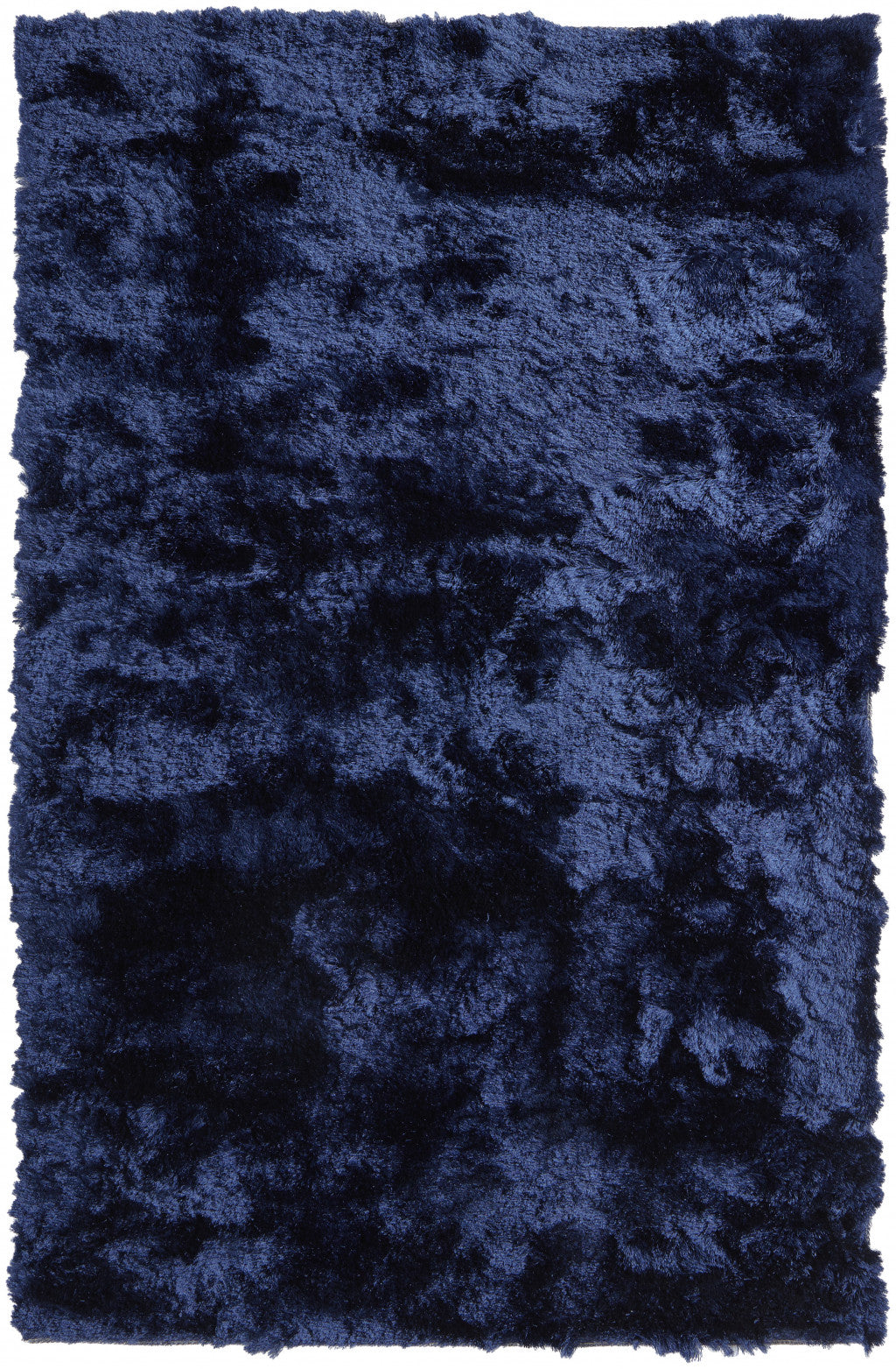 2' X 3' Blue And Black Shag Tufted Handmade Area Rug