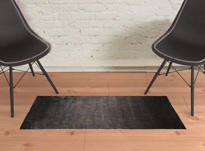 2' X 3' Black Shag Tufted Handmade Area Rug